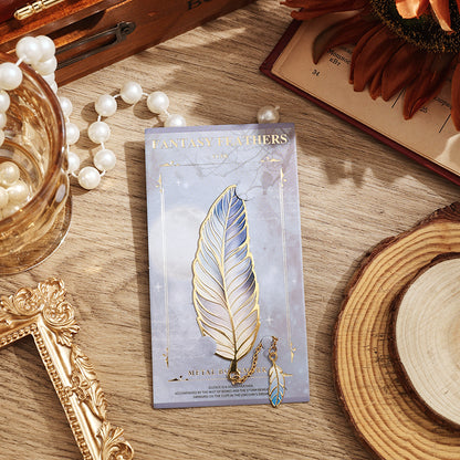 Metal Bookmark With Metal Chain Pendant Bookmark, Vintage Feather Bronzing, For Teachers Friends Book Lovers Book Club