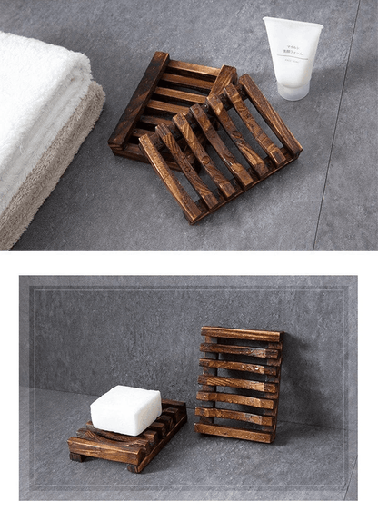 Natural Wood Soap Dish Drain Tray For Bathroom And Kitchen 2