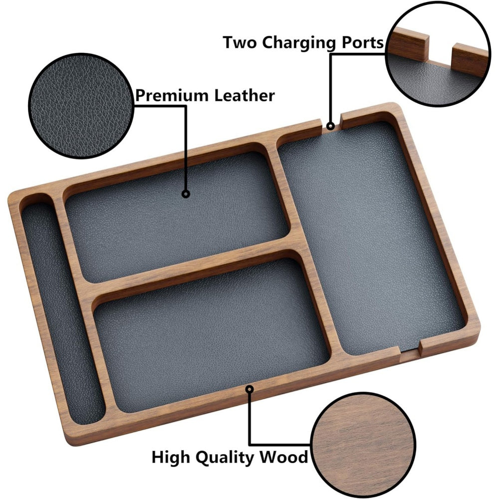 Wooden Storage Tray With Solid Wood Grid Wooden Office Desktop Storage Box For Earphones Glasses Mo 1