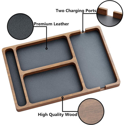 Wooden Storage Tray With Solid Wood Grid Wooden Office Desktop Storage Box For Earphones Glasses Mo 1