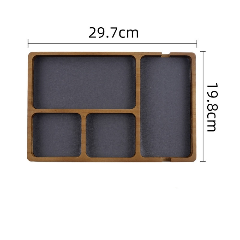 Wooden Storage Tray With Solid Wood Grid Wooden Office Desktop Storage Box For Earphones Glasses Mo 4