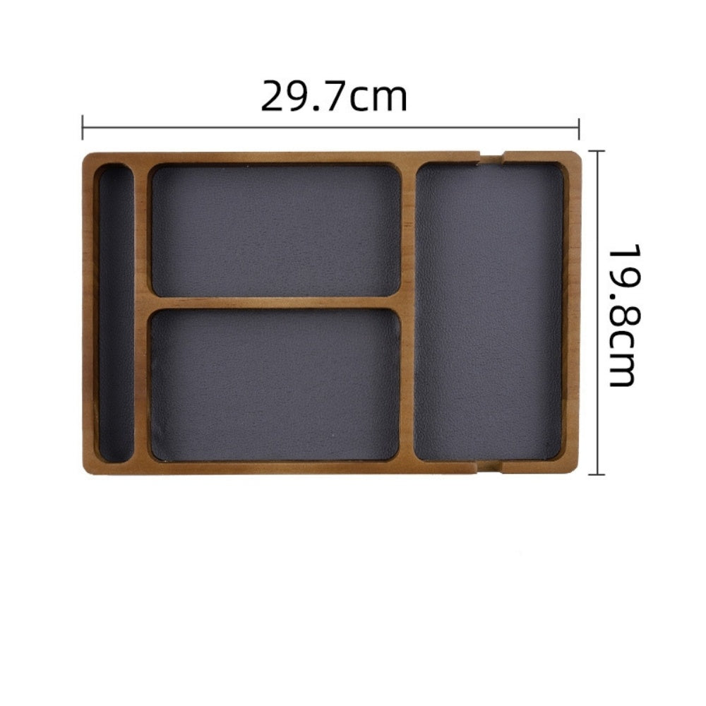 Wooden Storage Tray With Solid Wood Grid Wooden Office Desktop Storage Box For Earphones Glasses Mo 5