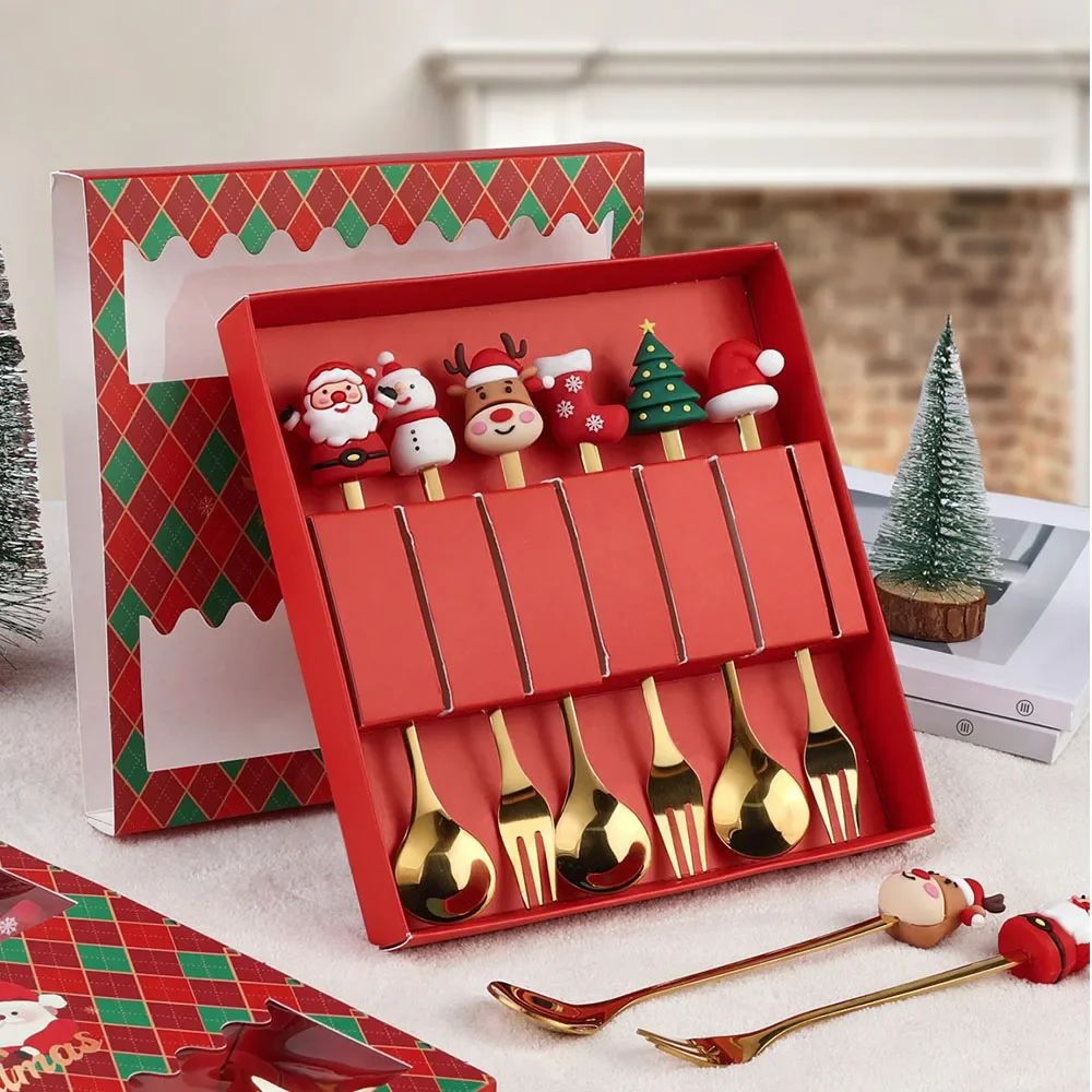 Stainless Steel Creative Cartoon Cutlery Christmas Themed Cutlery Set Holiday Gift Cutlery Decorati 1