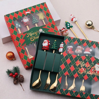 Stainless Steel Creative Cartoon Cutlery Christmas Themed Cutlery Set Holiday Gift Cutlery Decorati 2