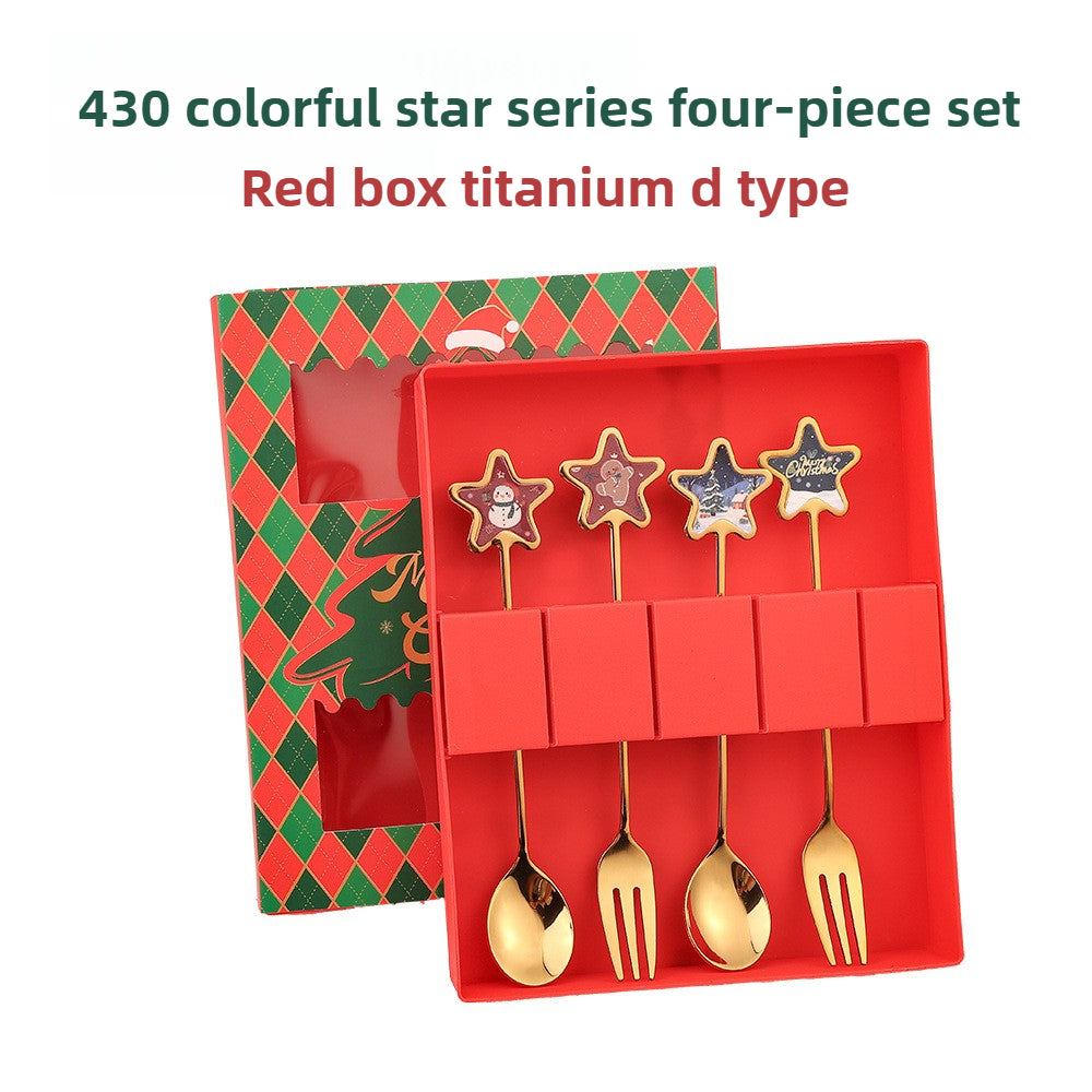 Stainless Steel Creative Cartoon Cutlery Christmas Themed Cutlery Set Holiday Gift Cutlery Decorati 7