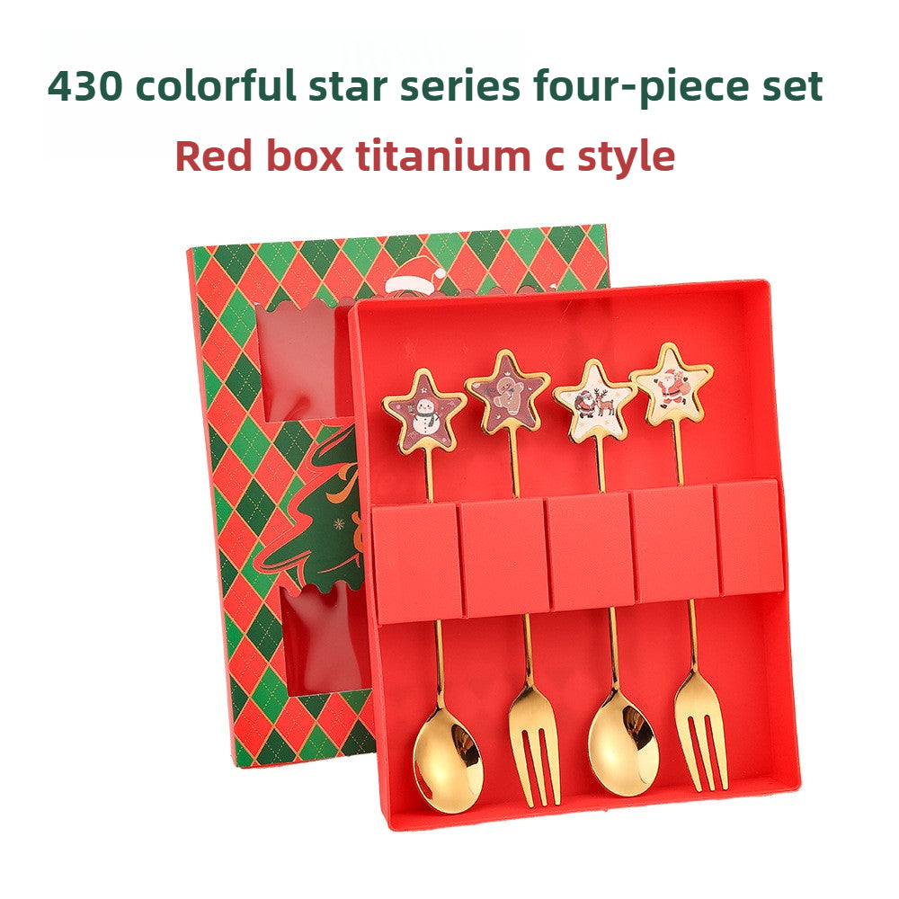 Stainless Steel Creative Cartoon Cutlery Christmas Themed Cutlery Set Holiday Gift Cutlery Decorati 8