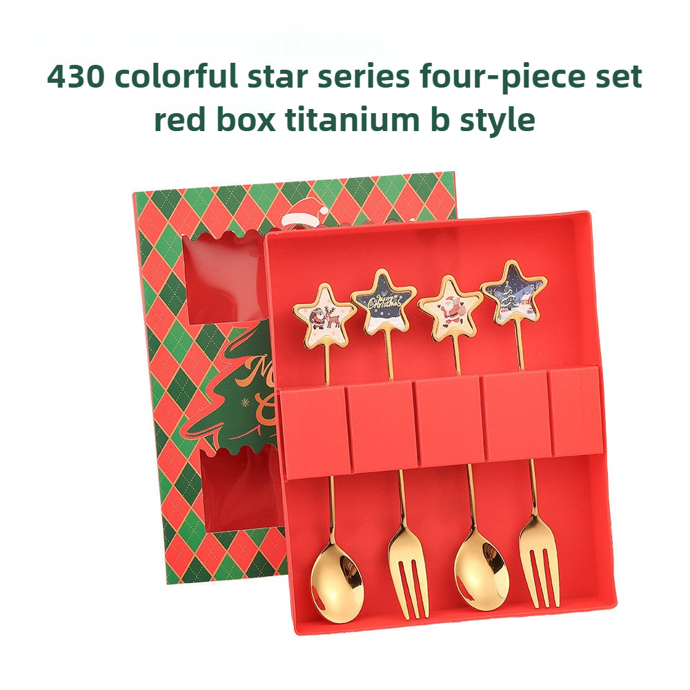 Stainless Steel Creative Cartoon Cutlery Christmas Themed Cutlery Set Holiday Gift Cutlery Decorati 9