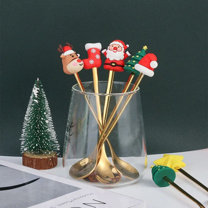 Stainless Steel Creative Cartoon Cutlery Christmas Themed Cutlery Set Holiday Gift Cutlery Decorati 5
