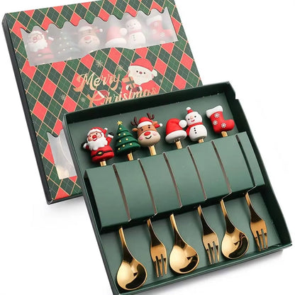 Stainless Steel Creative Cartoon Cutlery Christmas Themed Cutlery Set Holiday Gift Cutlery Decorati 10