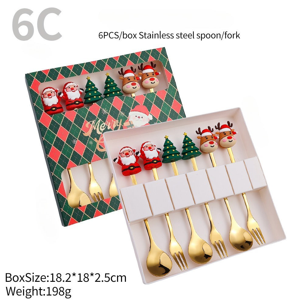 Stainless Steel Creative Cartoon Cutlery Christmas Themed Cutlery Set Holiday Gift Cutlery Decorati 11