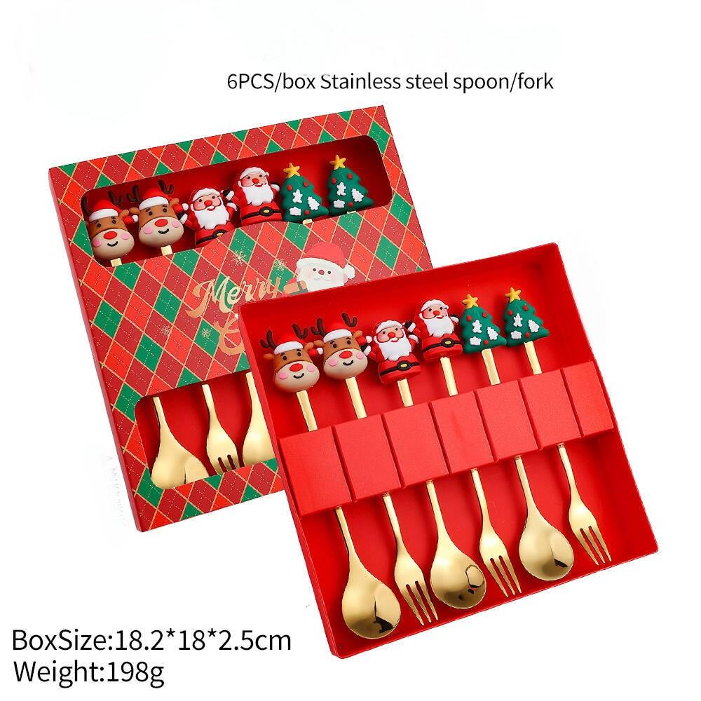 Stainless Steel Creative Cartoon Cutlery Christmas Themed Cutlery Set Holiday Gift Cutlery Decorati 13