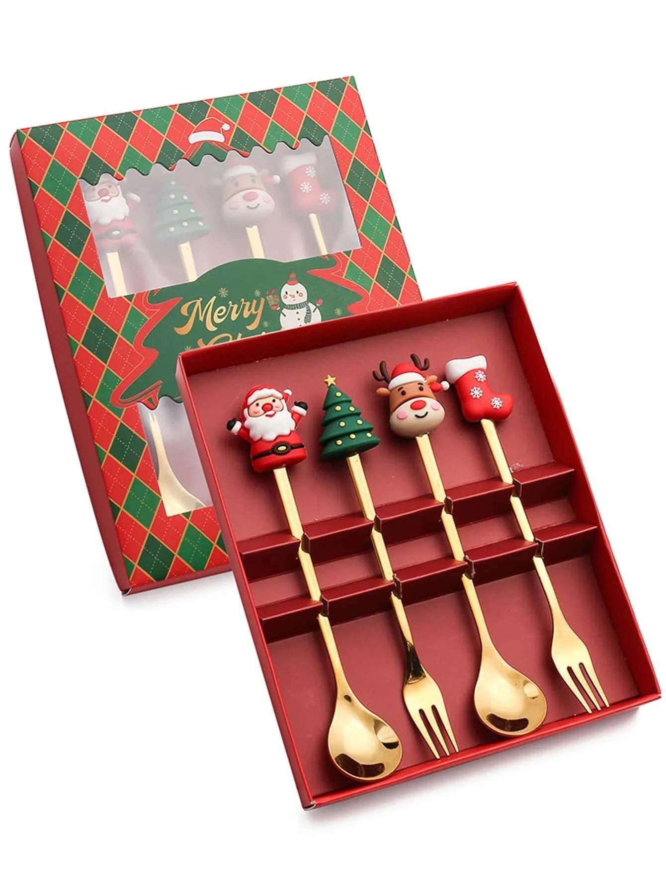 Stainless Steel Creative Cartoon Cutlery Christmas Themed Cutlery Set Holiday Gift Cutlery Decorati 15