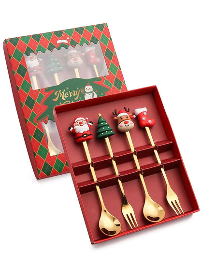 Stainless Steel Creative Cartoon Cutlery Christmas Themed Cutlery Set Holiday Gift Cutlery Decorati 15