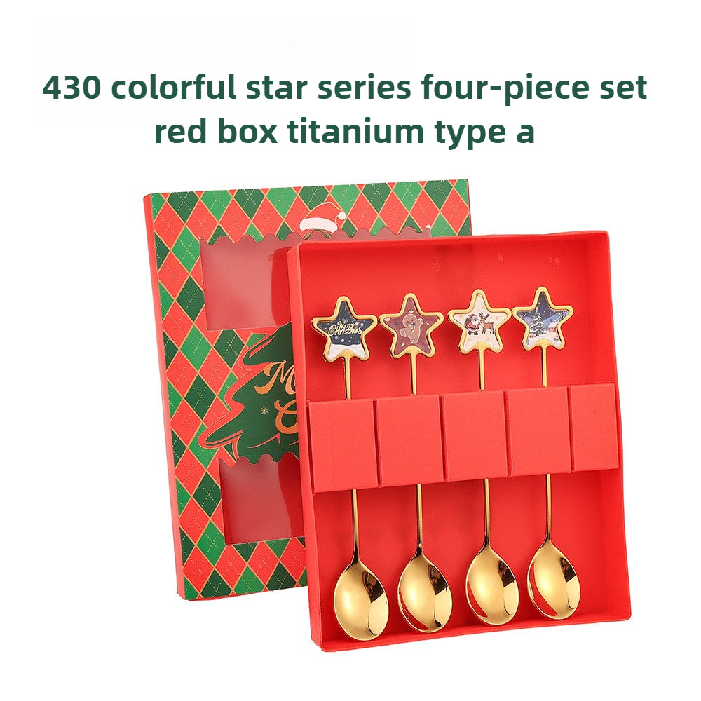 Stainless Steel Creative Cartoon Cutlery Christmas Themed Cutlery Set Holiday Gift Cutlery Decorati 17