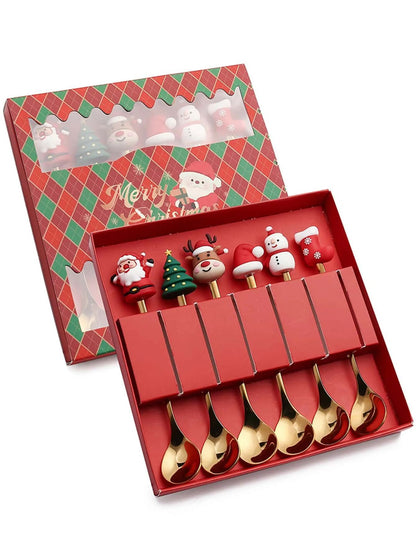 Stainless Steel Creative Cartoon Cutlery Christmas Themed Cutlery Set Holiday Gift Cutlery Decorati 19