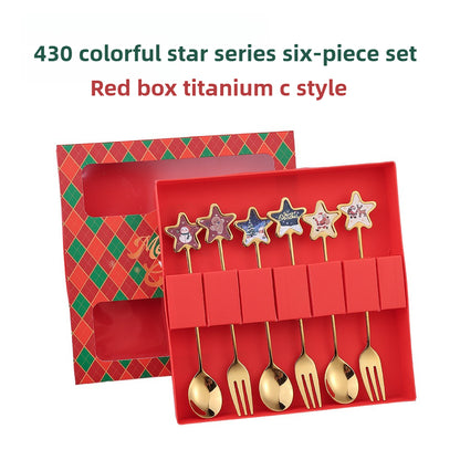 Stainless Steel Creative Cartoon Cutlery Christmas Themed Cutlery Set Holiday Gift Cutlery Decorati 20
