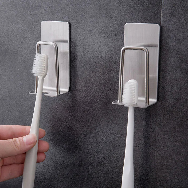 Stainless Steel Toothbrush Holder, Bathroom Accessories Set, Wall Mount Tooth Brush Storage Rack, Shaver Cup Organiser