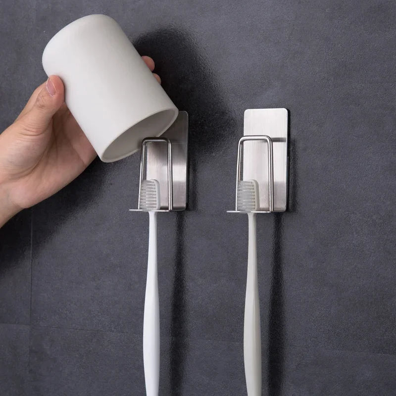 Stainless Steel Toothbrush Holder Bathroom Accessories Set Wall Mount Tooth Brush Storage Rack Shav