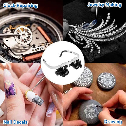 Jeweler Repair Loupe Glasses, LED Magnifying Headband, Adjustable Head Mounted Lens