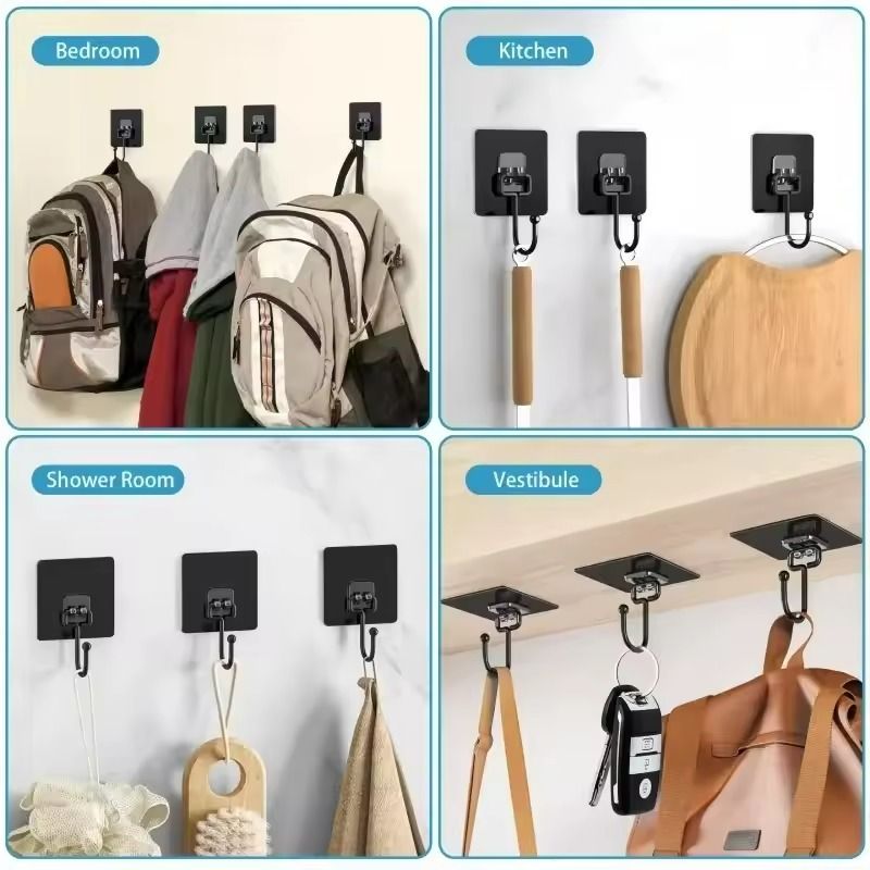 SelfAdhesive Rotating Hooks  Waterproof Seamless Wall Storage Hangers 1