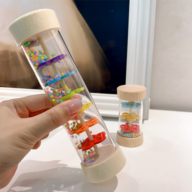 Rainbow Hourglass Rain Music Rattle Montessori Baby Rain Stick Rainmaker Baby Educational Toy Monte 1
