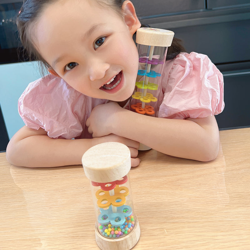 Rainbow Hourglass Rain Music Rattle Montessori Baby Rain Stick Rainmaker Baby Educational Toy Monte 2