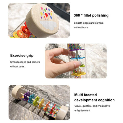 Rainbow Hourglass Rain Music Rattle Montessori Baby Rain Stick Rainmaker Baby Educational Toy Monte 3