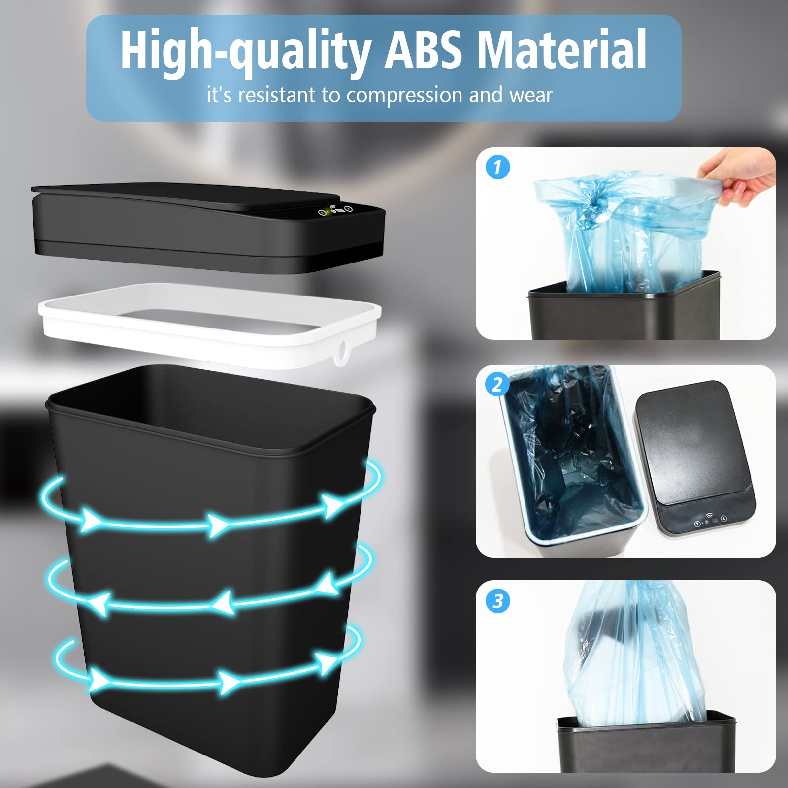 Touchless Automatic Garbage Bathroom Trash Can With Lid Slim Motion Sensor Can For Bedroom Living R 2