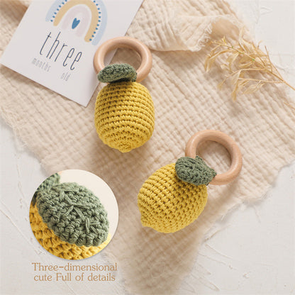Wooden Lemon Rattle Baby Teether Rodent Newborn Rattle Teether Gifts Toys Baby Crochet Lemon Rattle 3