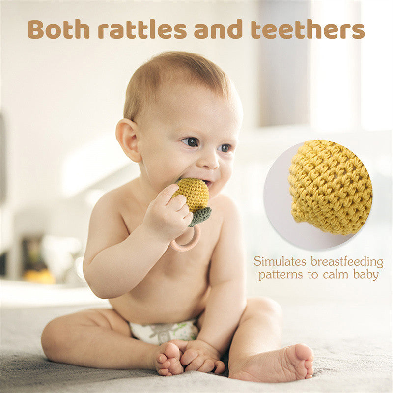 Wooden Lemon Rattle Baby Teether Rodent Newborn Rattle Teether Gifts Toys Baby Crochet Lemon Rattle 4