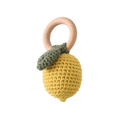 Wooden Lemon Rattle Baby Teether Rodent Newborn Rattle Teether Gifts Toys Baby Crochet Lemon Rattle 6