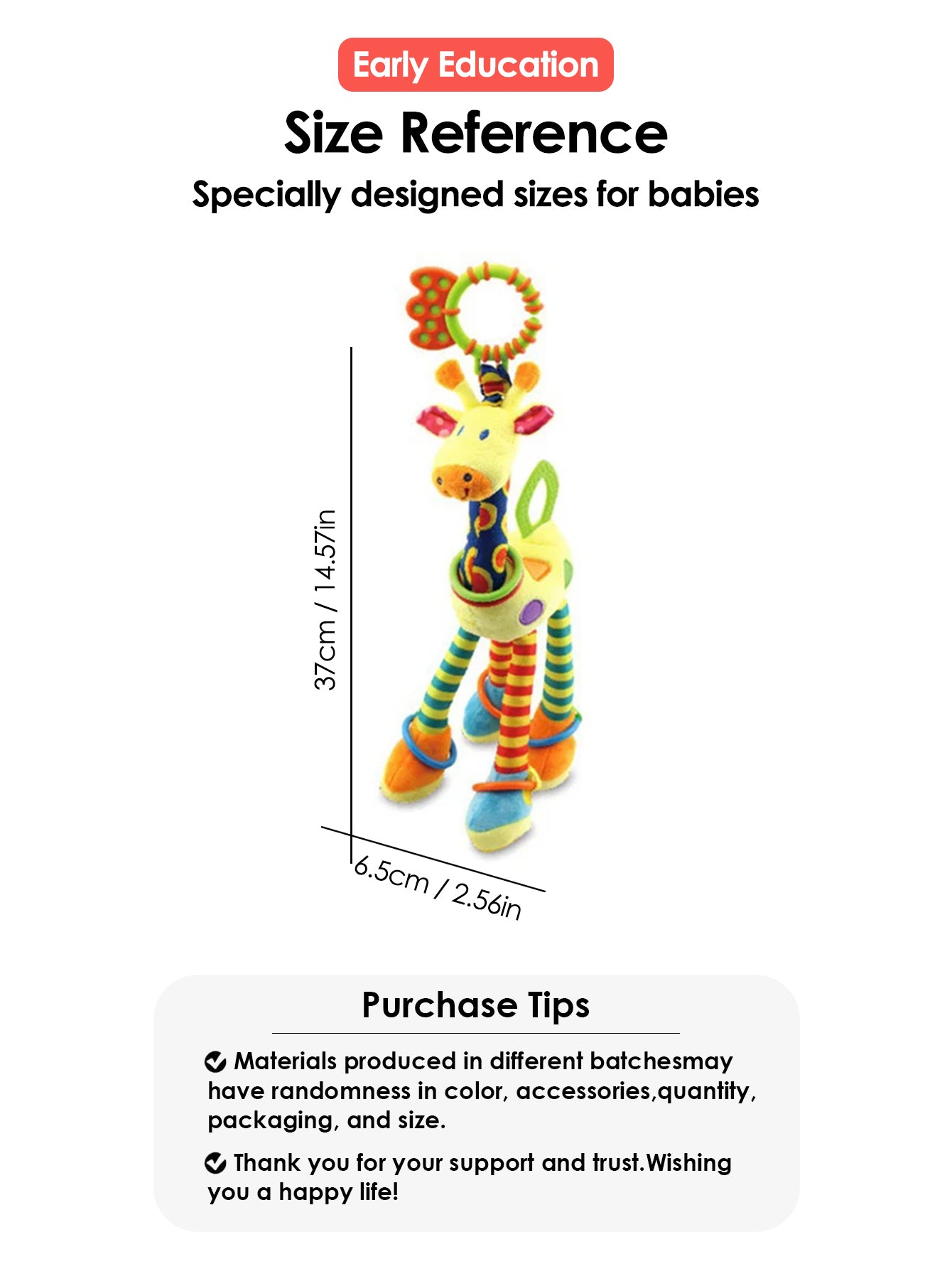 Infant Baby Development Handle Toys Soft Giraffe Handbells Rattles Plush With Teether Baby Toy For  2