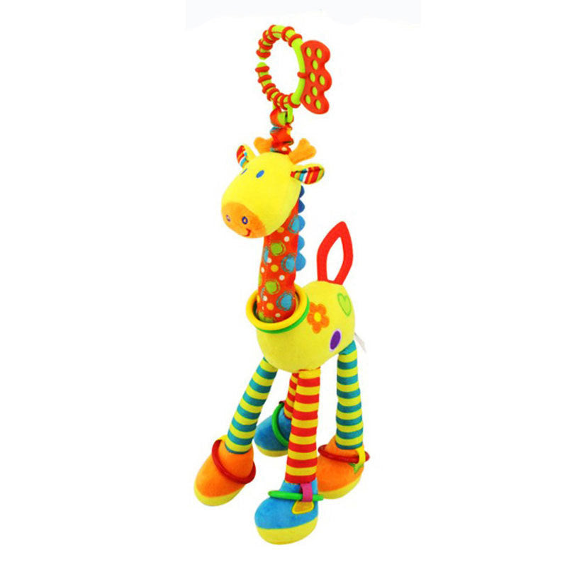 Infant Baby Development Handle Toys Soft Giraffe Handbells Rattles Plush With Teether Baby Toy For  7