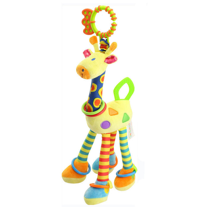 Infant Baby Development Handle Toys Soft Giraffe Handbells Rattles Plush With Teether Baby Toy For  6