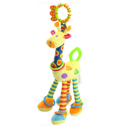 Infant Baby Development Handle Toys Soft Giraffe Handbells Rattles Plush With Teether Baby Toy For  6