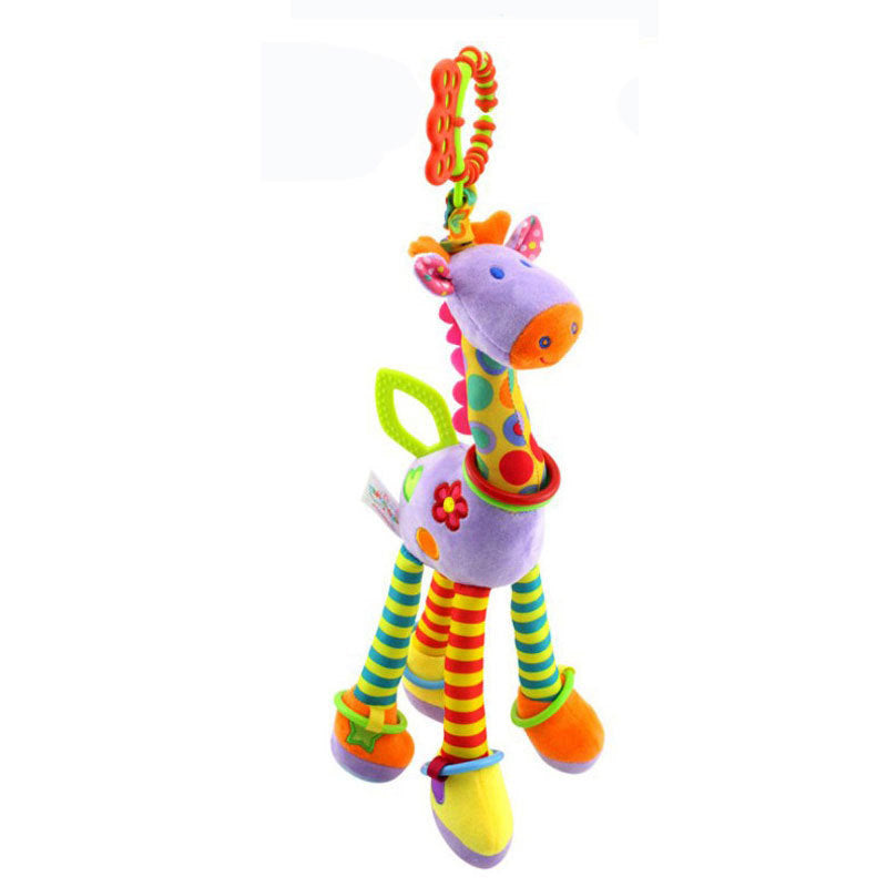 Infant Baby Development Handle Toys Soft Giraffe Handbells Rattles Plush With Teether Baby Toy For  8