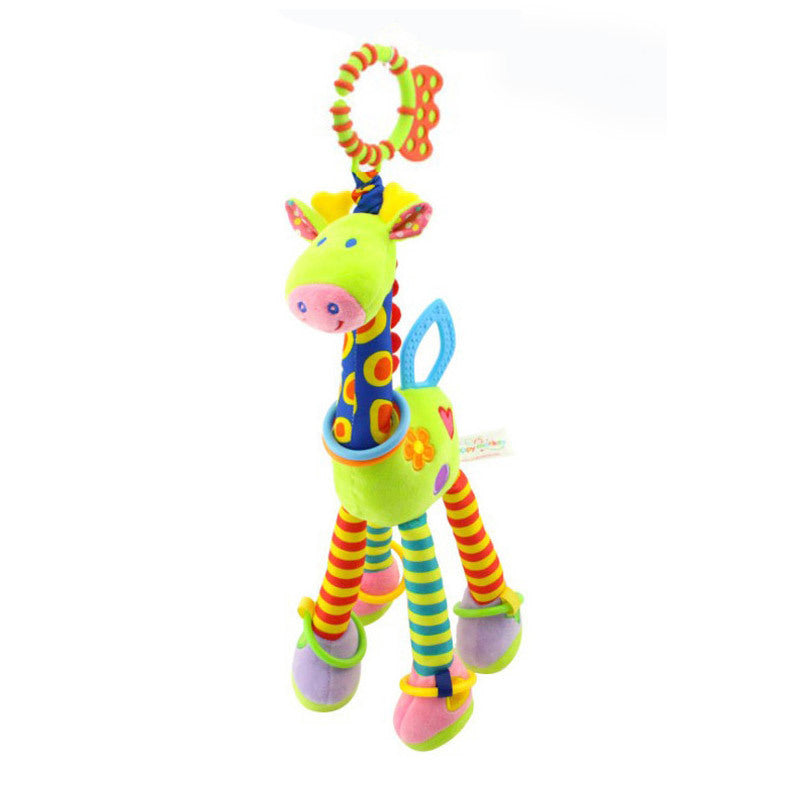 Infant Baby Development Handle Toys Soft Giraffe Handbells Rattles Plush With Teether Baby Toy For  9