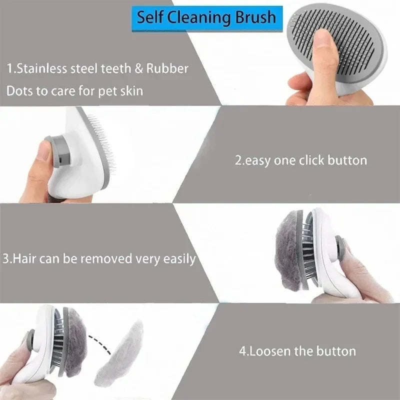 Self Cleaning Pet Hair Remover Brush For Dogs, Pet Dog Brush Cat Comb, Pets Dematting Comb Cats Grooming Tools