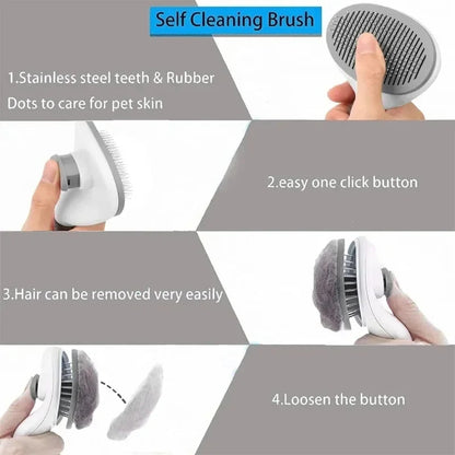 Self Cleaning Pet Hair Remover Brush For Dogs, Pet Dog Brush Cat Comb, Pets Dematting Comb Cats Grooming Tools