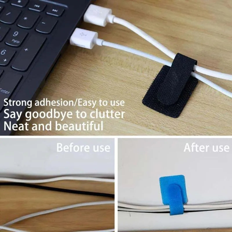 Self Adhesive Cord Rope Holder Reusable Cable Ties Fastening Straps Adjustable Desk Management Wire 1