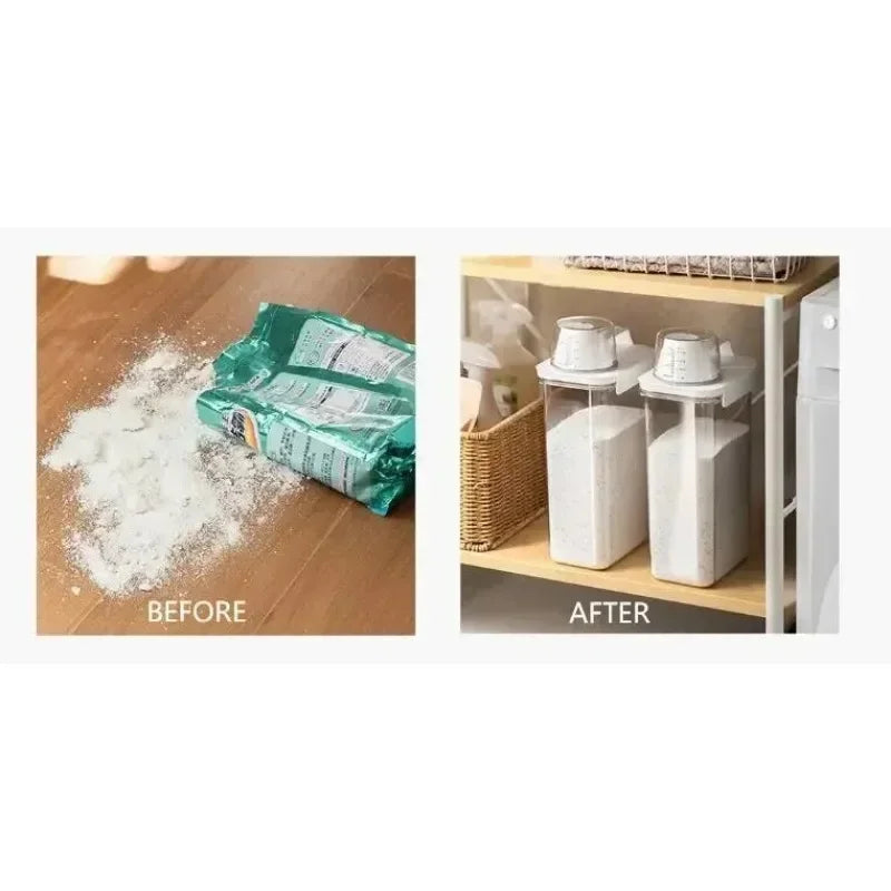 Liquid Container with Lids Jar, Airtight Laundry Detergent Dispenser, Powder Storage Box Clear Washing Powder