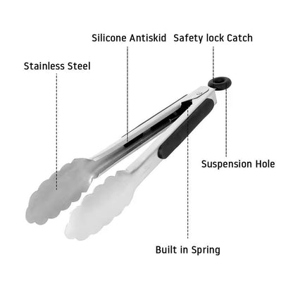 Premium Stainless Steel BBQ  Kitchen Tongs  91216 Locking Grill Tool 1