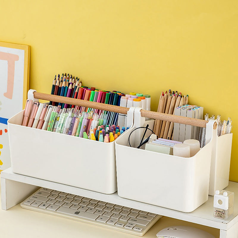 School Office Portable Pen Holder, Large Capacity Multifunctional Storage Holder Box, Desktop Sundries Storage Basket