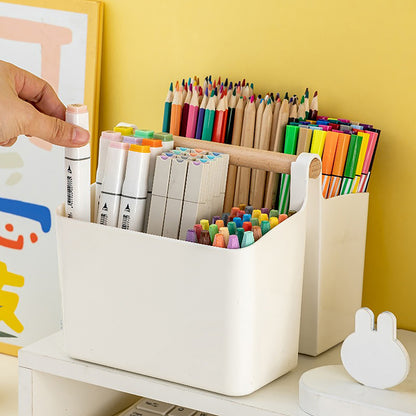 School Office Portable Pen Holder, Large Capacity Multifunctional Storage Holder Box, Desktop Sundries Storage Basket