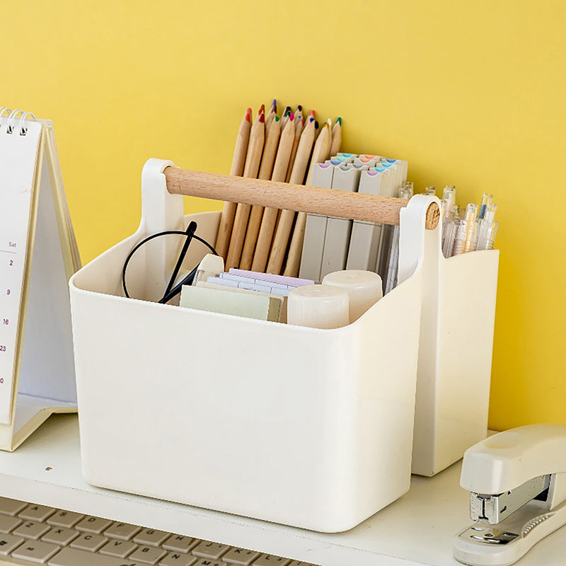 School Office Portable Pen Holder, Large Capacity Multifunctional Storage Holder Box, Desktop Sundries Storage Basket