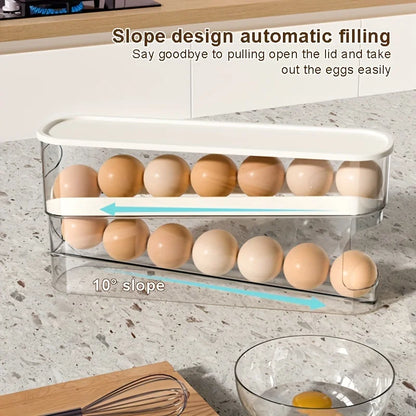Dispenser Refrigerator Egg Storage Box Double Layers Rolling Egg Holder Automatic Scrolling Organiz 1