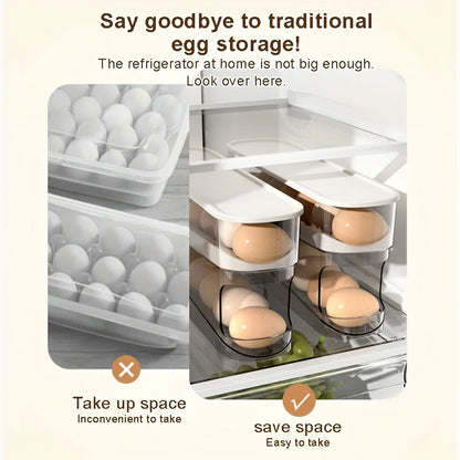 Dispenser Refrigerator Egg Storage Box Double Layers Rolling Egg Holder Automatic Scrolling Organiz 4