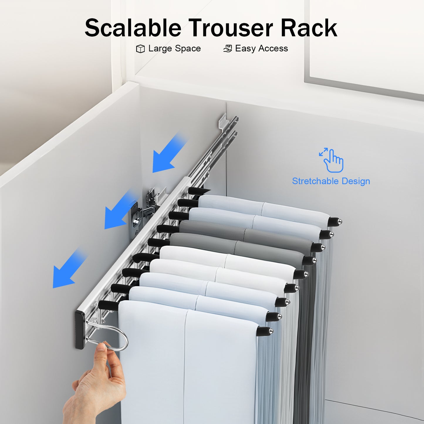 Pull Out Arms Pants Hanger L R Wardrobe Trousers Rack Extendable Trousers Hanger Rack Clothes Towel 2