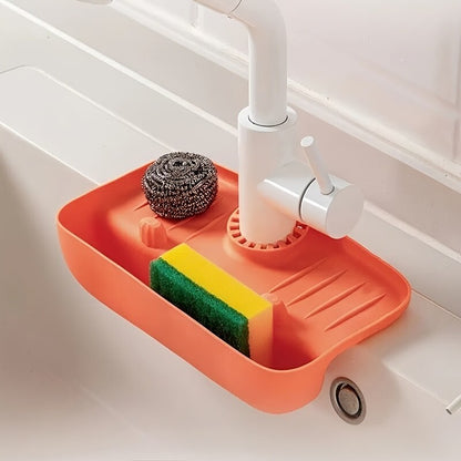 Household Silicone Sink Drain Rack Faucet Splash Proof Drain Rack Water Collecting Pad Sponge Rag S 1