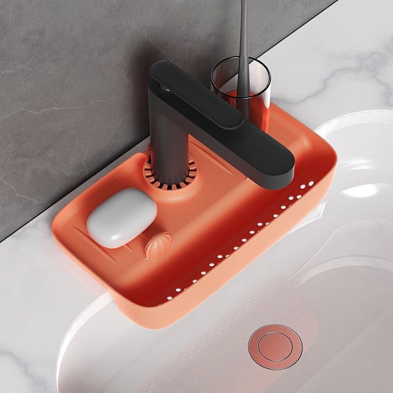 Household Silicone Sink Drain Rack Faucet Splash Proof Drain Rack Water Collecting Pad Sponge Rag S 5